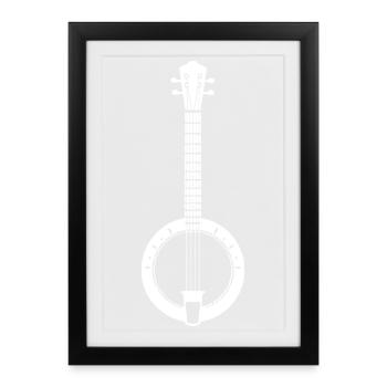 Croquis de banjo - Affiche encadrée (27 × 37 cm) - noir - Devant