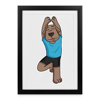 Dog does yoga - Framed poster (27 × 37 cm) - black - Front