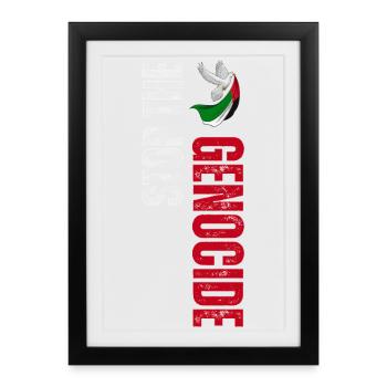 Arrêtez le génocide, libérez la Palestine - Affiche encadrée (27 × 37 cm) - noir - Devant