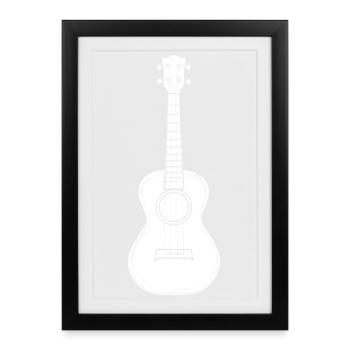Dessin d’instrument de ukulélé - Affiche encadrée (27 × 37 cm) - noir - Devant
