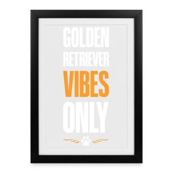 Golden Retriver Vibes uniquement - Affiche encadrée (27 × 37 cm) - noir - Devant
