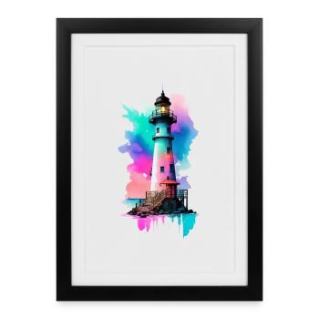 Phare - Affiche encadrée (27 × 37 cm) - noir - Devant
