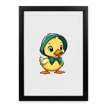 Petit canard mignon, bébé canard - Affiche encadrée (27 × 37 cm) - noir - Devant