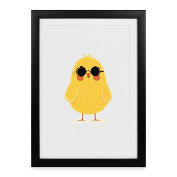 Poussin avec des lunettes de soleil - Affiche encadrée (27 × 37 cm) - noir - Devant