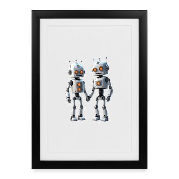 Robot Couple - Framed poster (27 × 37 cm) - black - Front