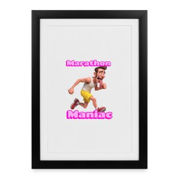 Marathon Maniac Coureur de dessins animés - Affiche encadrée (27 × 37 cm) - noir - Devant