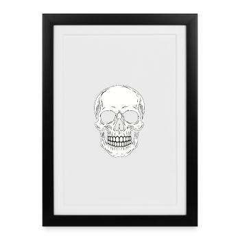 Minimalist Black Linear Skull - Framed poster (27 × 37 cm) - black - Front