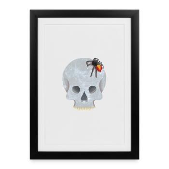 Skull with spider - Framed poster (27 × 37 cm) - black - Front