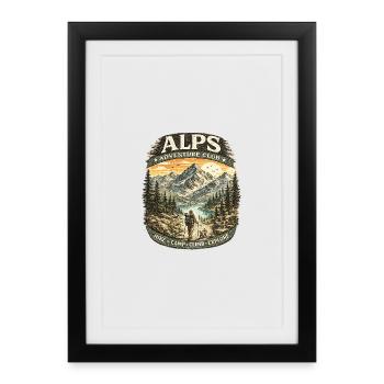 Alpes Aventure Patch Montagnes - Affiche encadrée (27 × 37 cm) - noir - Devant