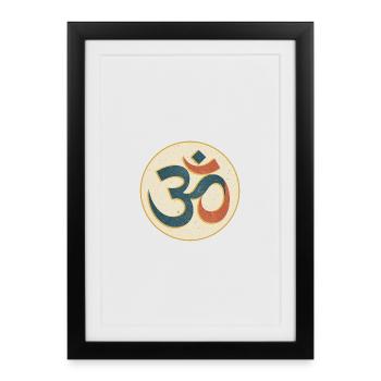 Om Symbol Vintage Circle Print - Framed poster (27 × 37 cm) - black - Front