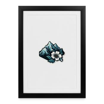 Bergblüte Patchmotiv - Gerahmtes Poster (27 × 37 cm) - Schwarz - Vorne