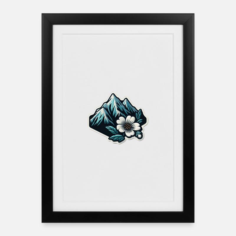 Bergblüte Patchmotiv - Gerahmtes Poster (27 × 37 cm) - Schwarz