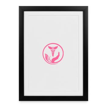 Main bienveillante et Caducée rose - Affiche encadrée (27 × 37 cm) - noir - Devant