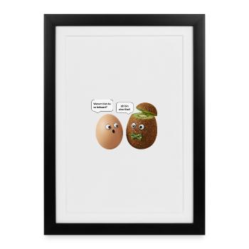Kiwi and Egg Comedy Design - Framed poster (27 × 37 cm) - black - Front