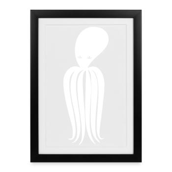 Pieuvre pieuvre - Affiche encadrée (27 × 37 cm) - noir - Devant