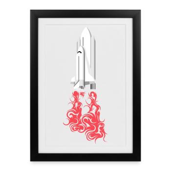 Rocket launch space symbol outer space icon logo - Framed poster (27 × 37 cm) - black - Front