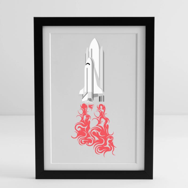 Rocket launch space symbol outer space icon logo Framed poster (27 × 37 cm)