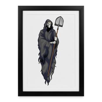 Pelle d’Halloween Grim Reaper - Affiche encadrée (27 × 37 cm) - noir - Devant