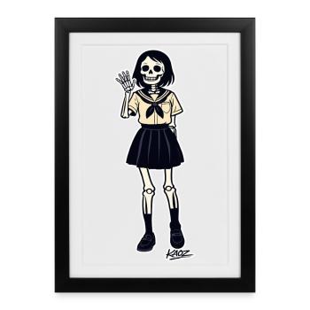 Portrait squelette d’écolière - Affiche encadrée (27 × 37 cm) - noir - Devant