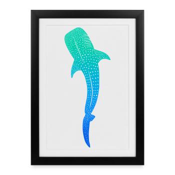 Requins-baleines Enfants colorés Hommes, garçons Requin-baleine - Affiche encadrée (27 × 37 cm) - noir - Devant