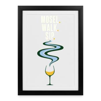 Randonnée dans le vin de Moselle Promenade Sirote Riesling Amateur - Affiche encadrée (27 × 37 cm) - noir - Devant