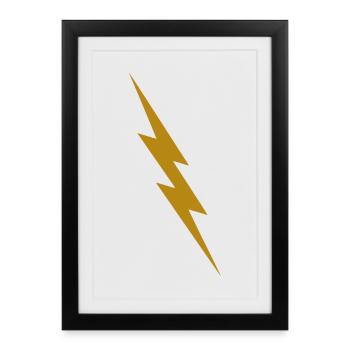 Goldener Blitz - Gerahmtes Poster (27 × 37 cm) - Schwarz - Vorne