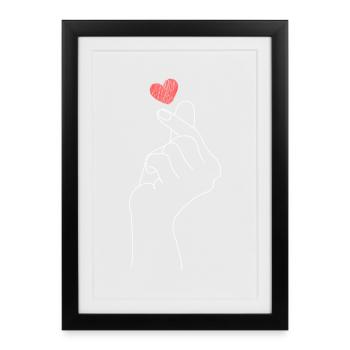 Coeur style Korea - Affiche encadrée (27 × 37 cm) - noir - Devant