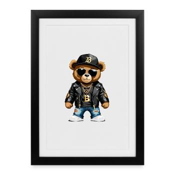 Cool teddy bear in rapper clothes - Framed poster (27 × 37 cm) - black - Front