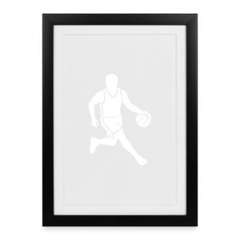 Basketball Player Silhouette Dribbling Streetball - Framed poster (27 × 37 cm) - black - Front
