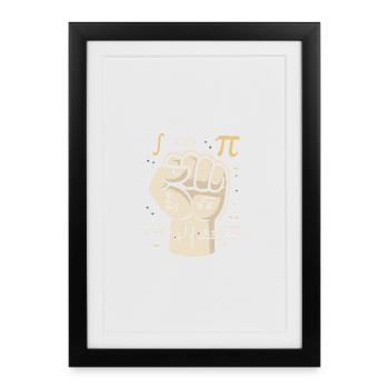 Math instead of fist — problems are solved with brains - Framed poster (27 × 37 cm) - black - Front