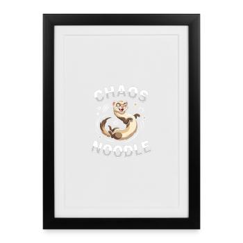 Chaos Noodle Ferret Cartoon - Framed poster (27 × 37 cm) - black - Front