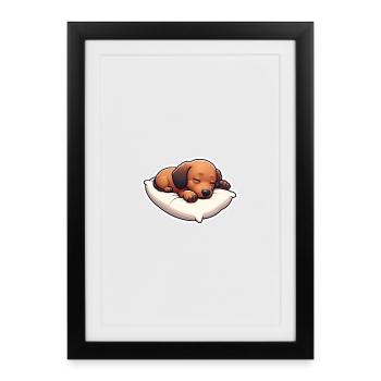 Sleepy wiener dog - Gerahmtes Poster (27 × 37 cm) - Schwarz - Vorne