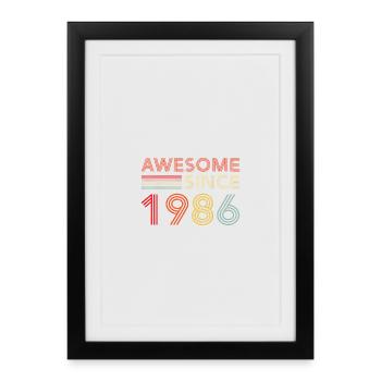 1986 Vintage Anniversaire Rétro Cadeau - Affiche encadrée (27 × 37 cm) - noir - Devant