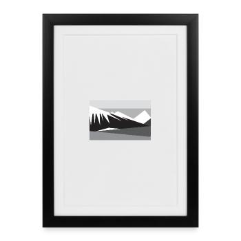 Geometic mountain silhouette - Framed poster (27 × 37 cm) - black - Front