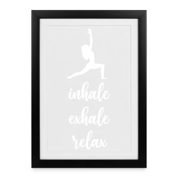 Yoga. Inhaler. Exhaler. Se détendre - Affiche encadrée (27 × 37 cm) - noir - Devant