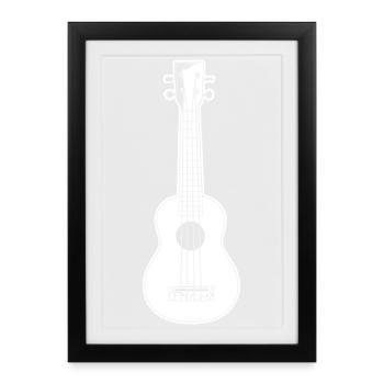 Croquis de ukulélé - Affiche encadrée (27 × 37 cm) - noir - Devant