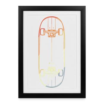 Skateboard Line Drawing - Framed poster (27 × 37 cm) - black - Front