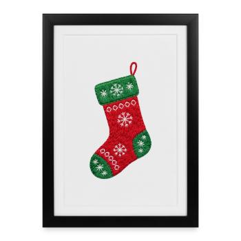Embroidered Christmas stocking - cozy Christmas (printed) - Framed poster (27 × 37 cm) - black - Front