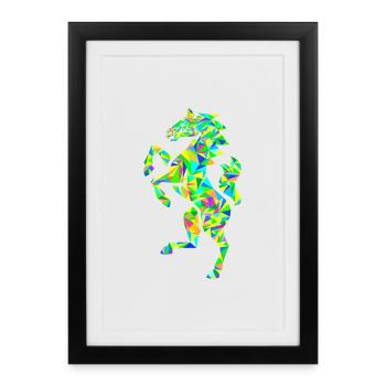Pferd polygon bunt - Gerahmtes Poster (27 × 37 cm) - Schwarz - Vorne
