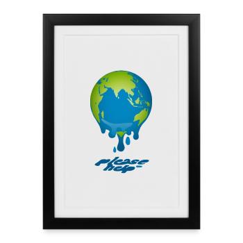 Melting Globe - Framed poster (27 × 37 cm) - black - Front