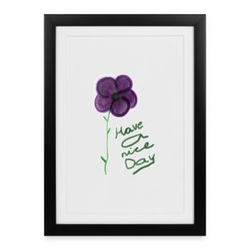 Floral Motif with Handwritten Greeting - Framed poster (27 × 37 cm) - black - Front