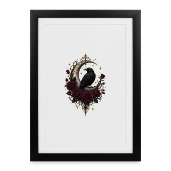 Dark Romantic Raven Moon - Framed poster (27 × 37 cm) - black - Front