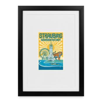Straubing Gäubodenstadt Poster - Gerahmtes Poster (27 × 37 cm) - Schwarz - Vorne