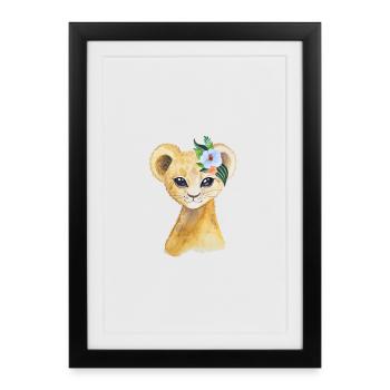 Bébé lion - Affiche encadrée (27 × 37 cm) - noir - Devant