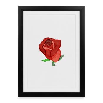 Illustration de rose romantique - Affiche encadrée (27 × 37 cm) - noir - Devant