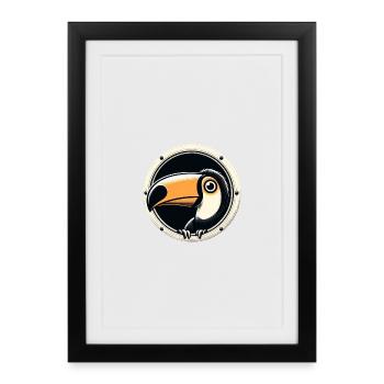 Toucan regardant à travers le hublot rond - Affiche encadrée (27 × 37 cm) - noir - Devant