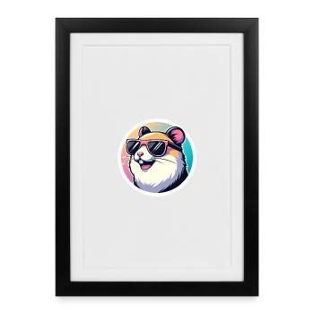 Hamster with sunglasses in pastel - Framed poster (27 × 37 cm) - black - Front