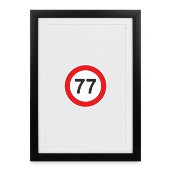 77. Surprise du cadeau de soixante-dix-sept ans - Affiche encadrée (27 × 37 cm) - noir - Devant