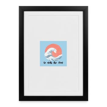 Vagues de la mer avec dicton motivant - Affiche encadrée (27 × 37 cm) - noir - Devant
