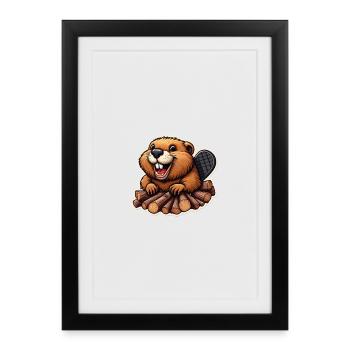 A happy beaver - Gerahmtes Poster (27 × 37 cm) - Schwarz - Vorne